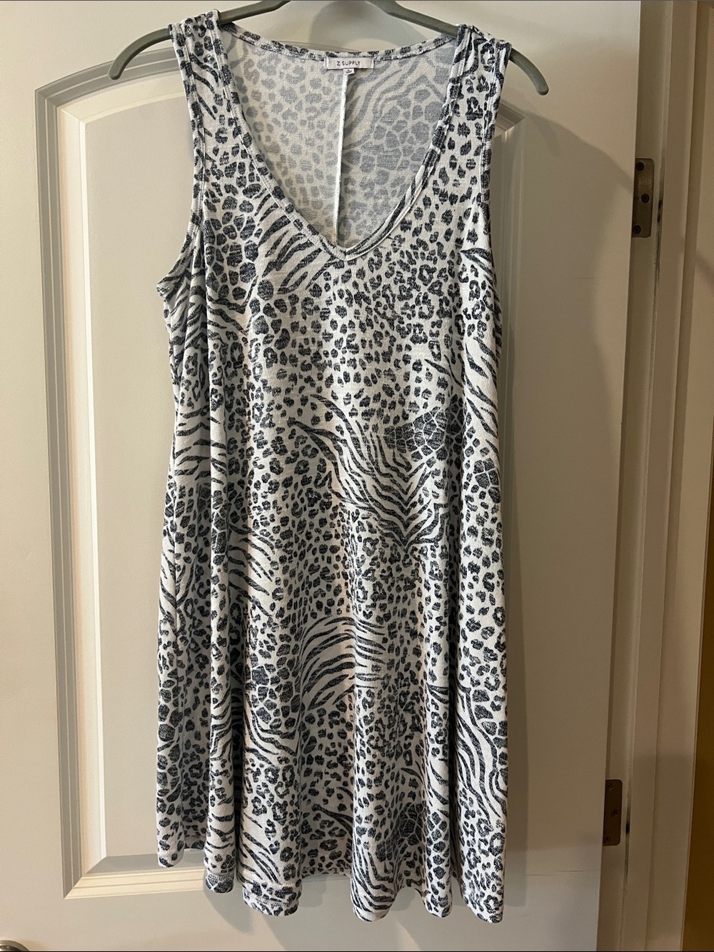 Z Supply Black and White Mixed Animal Print Midi Dress